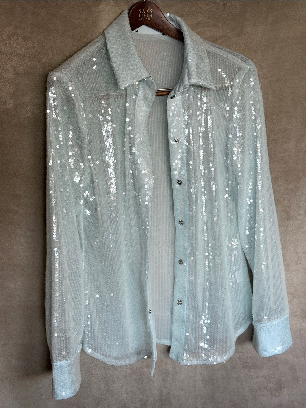Sequin-Embellished Light Blue long Shirt
